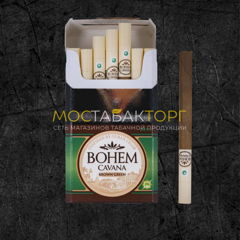 Сигариллы Бохем Кавана Браун Грин Деми (Bohem Cavana Brown Green Demi) Сигариллы со вкусом мяты и шоколада, формата Деми