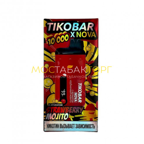 Электронные сигареты TIKOBAR NOVA 10000 затяжек Клубничный мохито (Strawberry Mojito)